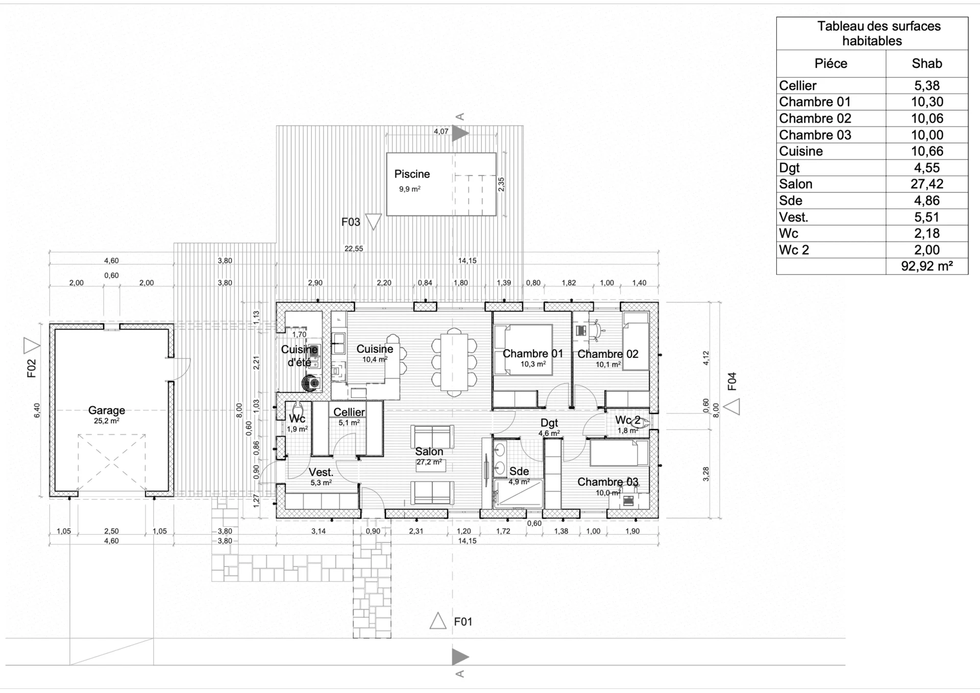 Rez-de-chaussée — plan coté