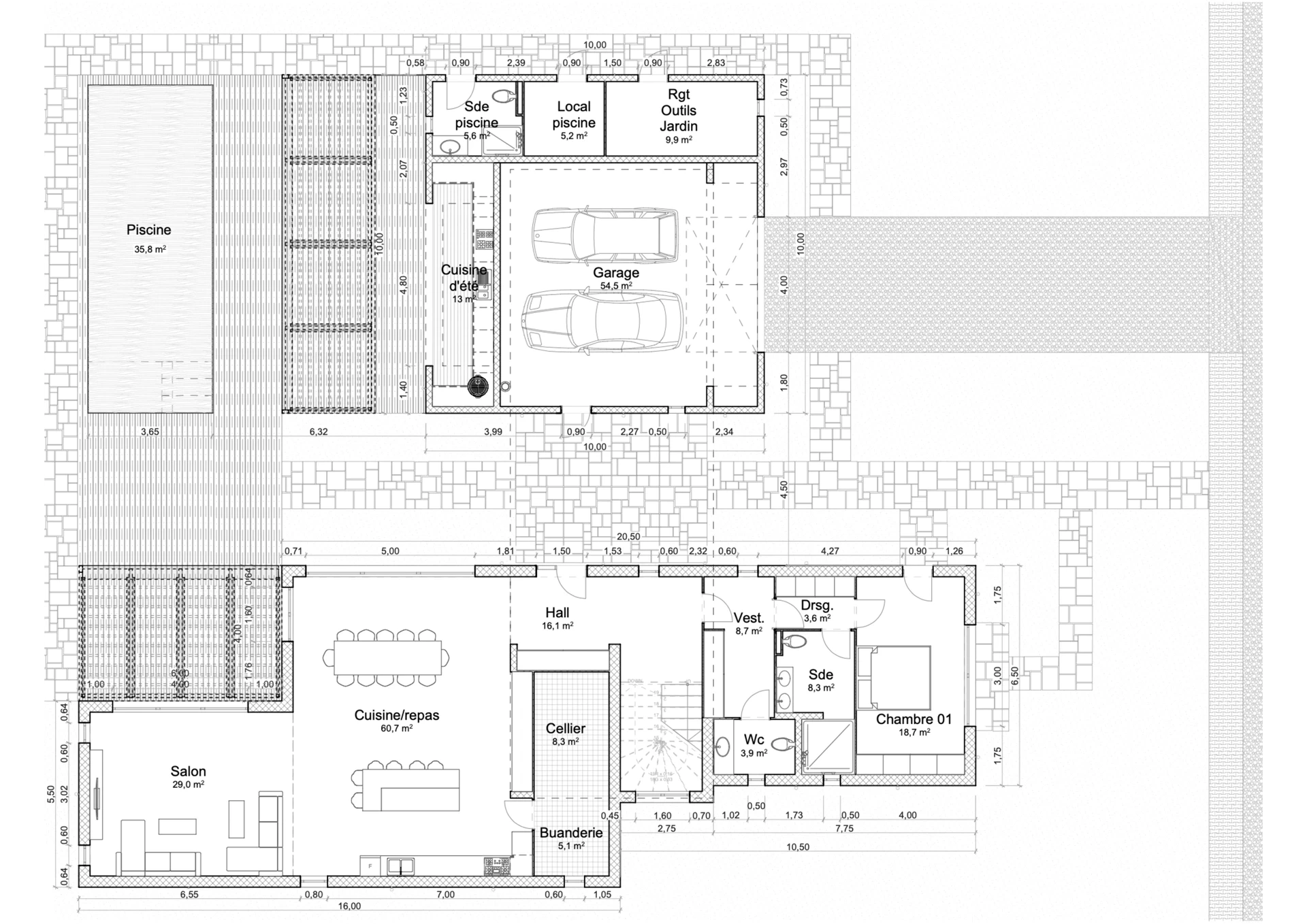 Rez-de-chaussée — plan coté