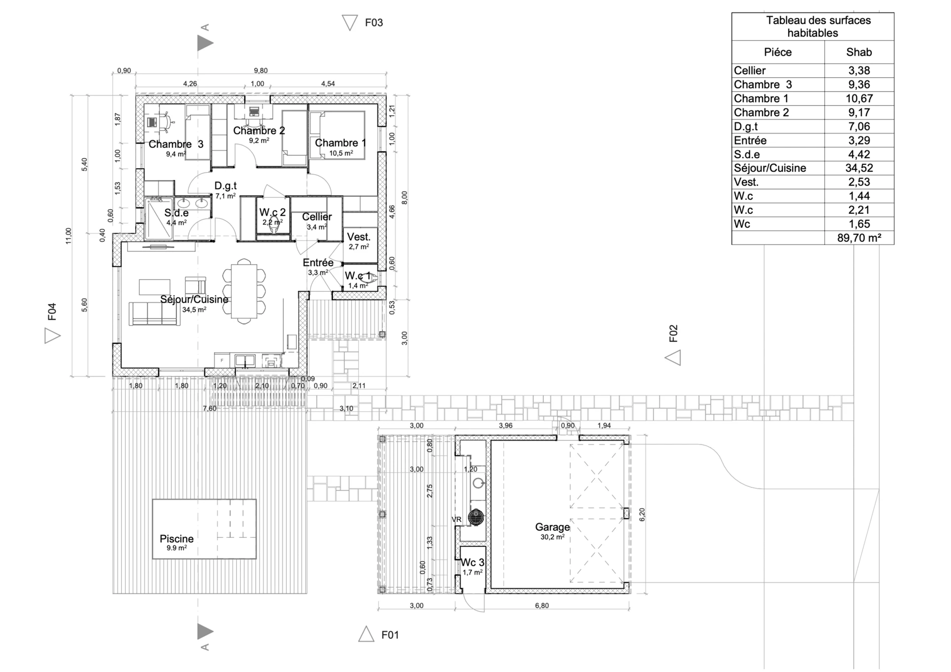 Rez-de-chaussée — plan coté